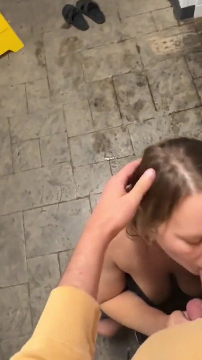Wife caught masturbating in public restroom, then fucked by the campfire | Clip 1