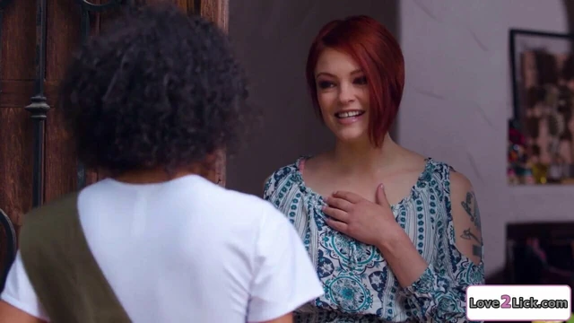 Petite ebony girl and busty redhead have roleplay lesbo sex