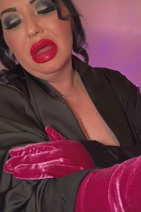 Gloved Velvet Slut - Mia Uses Her Velvet Gloves to Touch and Caress!