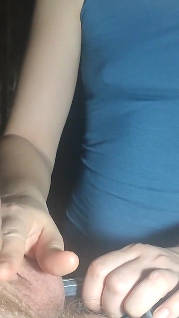 Thrilling moment from "Girlfriend caresses cock with her hands"