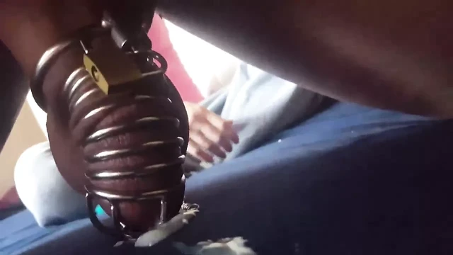 She made him cum in chastity