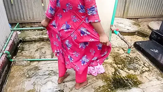 Amateur Desi Hot Step Mom Big Ass Big Nipple Outdoor Shower Exclusive Scene Captured By Her Step Son