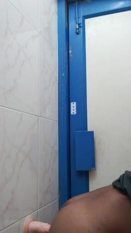 Boy is fucking with dildo in bathroom