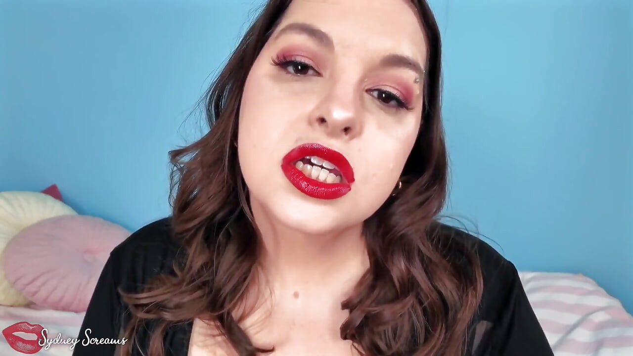 Forever Weak for My Lips - Seductress Sydney Screams Applies Red Lipstick Before Covering You with Her Lipstick Kiss Marks