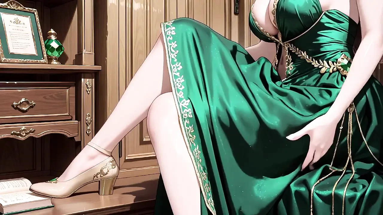 From sun-drenched balconies to starry terraces, she wears a stunning green halter gown that screams elegance and tease.