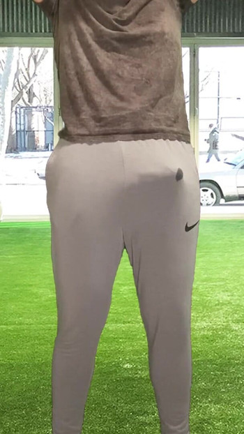 Thrilling moment from "Public dick flash and cum in pants in the gym"