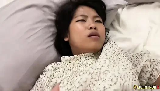 Johntronx - Cute Asian Amateur in a White Dress Gets Banged Hard