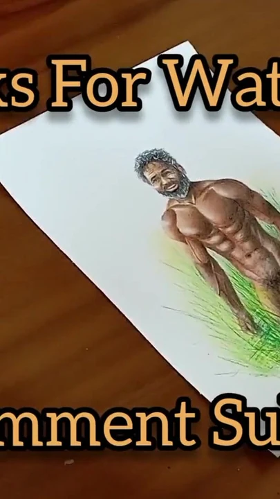 Emotional moment from "Erotic Art Or Drawing of A Muscular Indian Desi Man exhibition his Big Black Cock outdoors among the"