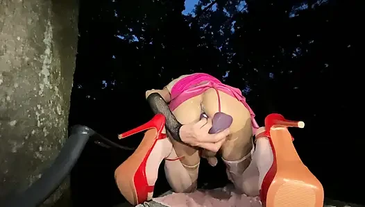 Outdoor sissy bimbo slut rough buttfuck part 3