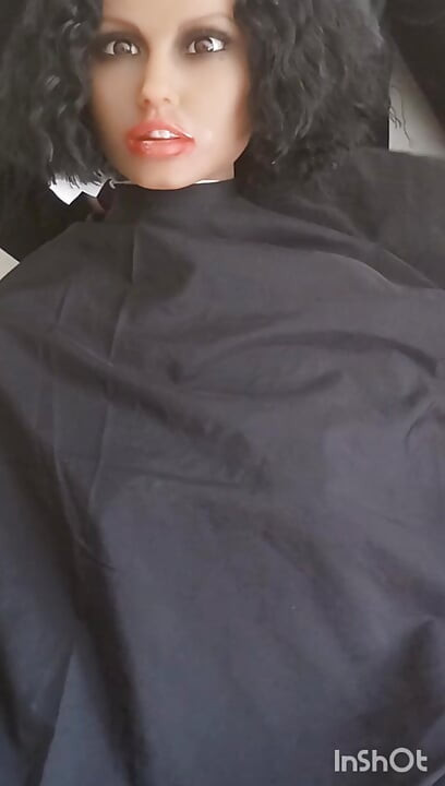 Ebony sex doll Julia transformation glow up chemical salon capes