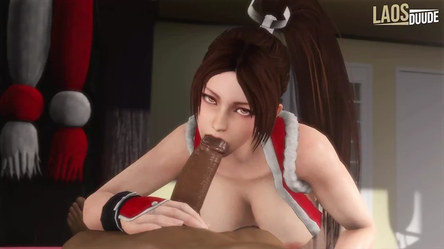 Sexy Ponytail Gurl Blowing Into Huge Dark Flute