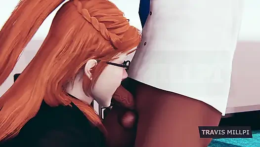 Rayuan kantor sama sekretaris semok rambut merah setelah hukuman berjam-jam