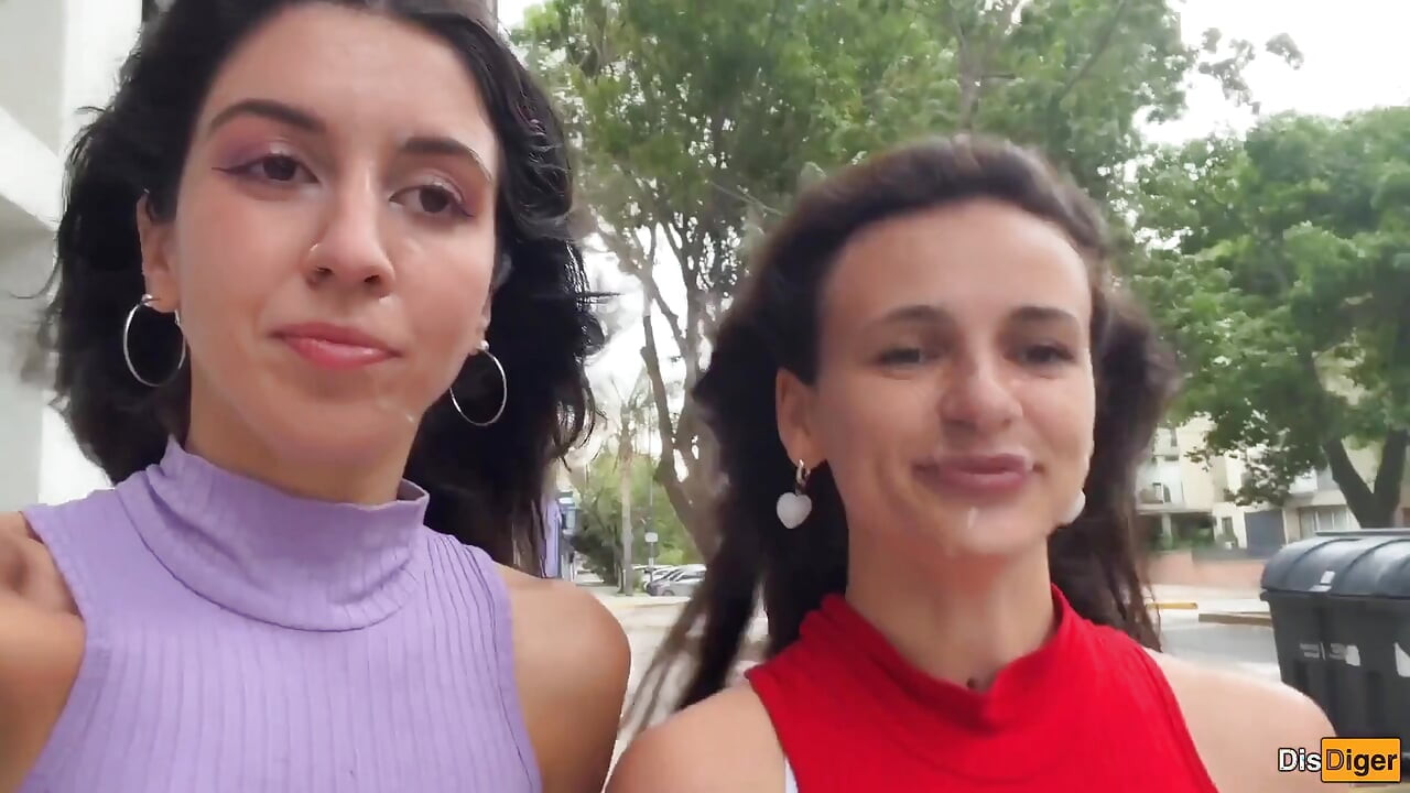 Two Cum-covered Beauties Love to Walk - Cumwalk