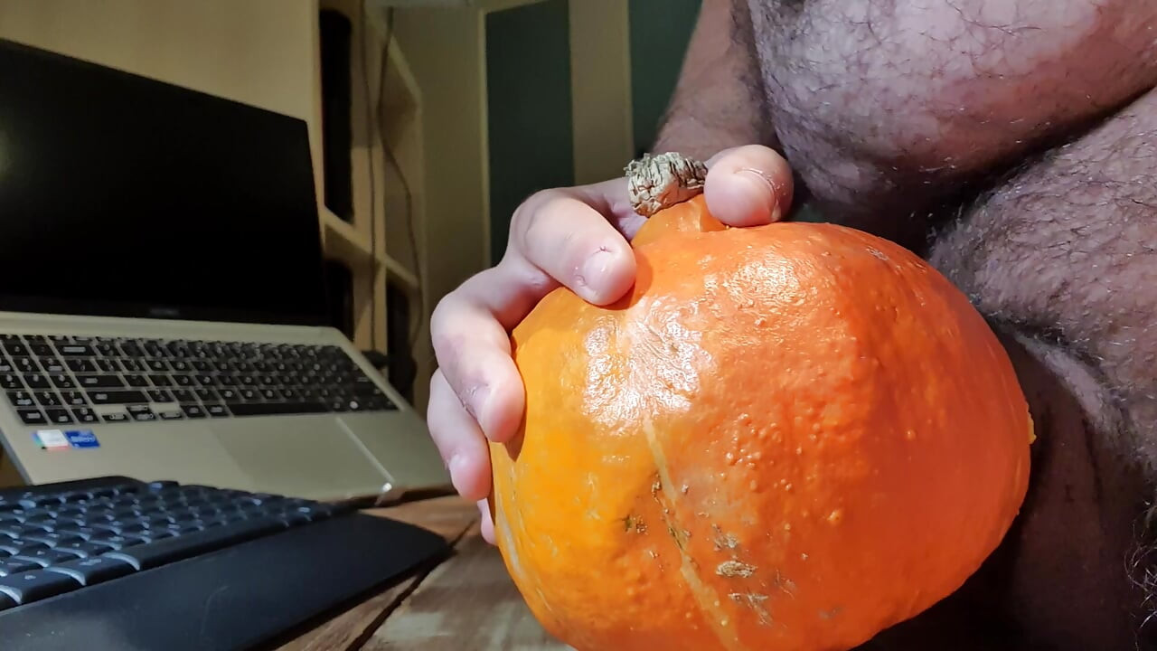 Fucking a pumpkin with my dick for dinner