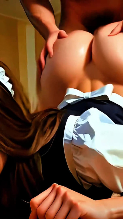 แม่บ้านผมสีน้ําตาลแดงนมใหญ่เย็ดและดูดควยอย่างเข้มข้น (สร้าง AI 100%) | คลิป 1