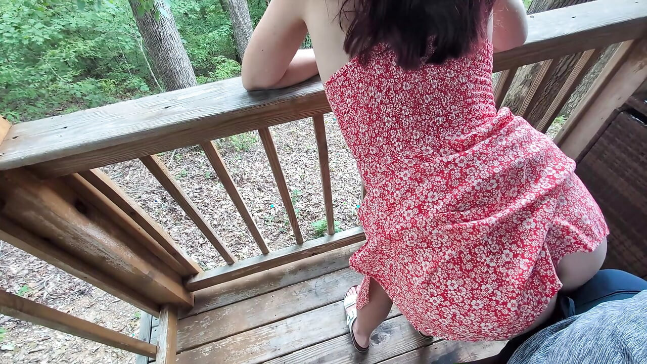 POV lap dance from redhead in summer dress