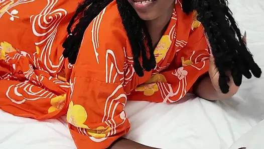 Hot ebony girl cums so hard from magic wand and anal fingering