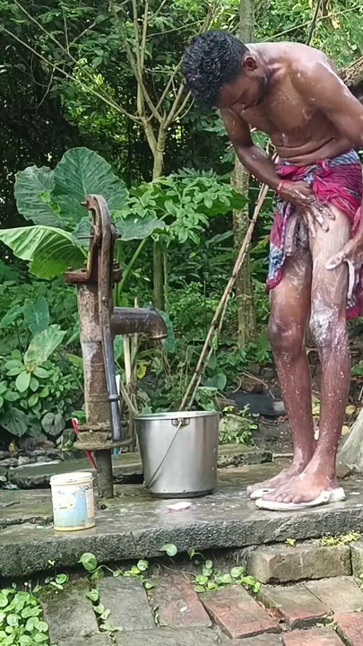 Indian mature Shower open place desi style.. | Clip 1