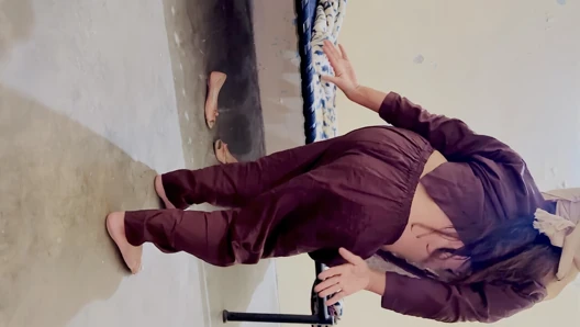 University girl dance in hostel room