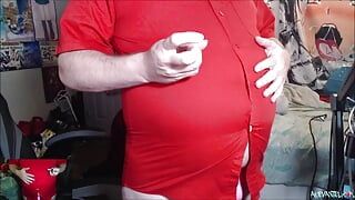 Botão vermelho para cima inflação apertada da barriga