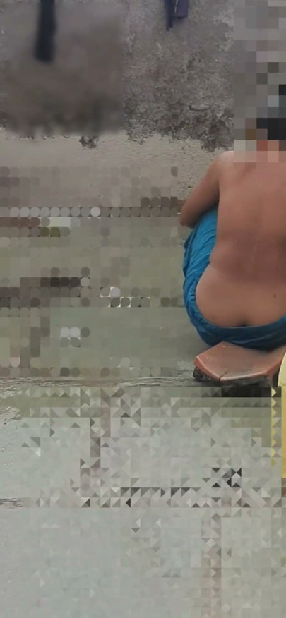 StepAunt's girl stepsister seen bathing in the open in the village Part 3 | Clip 1