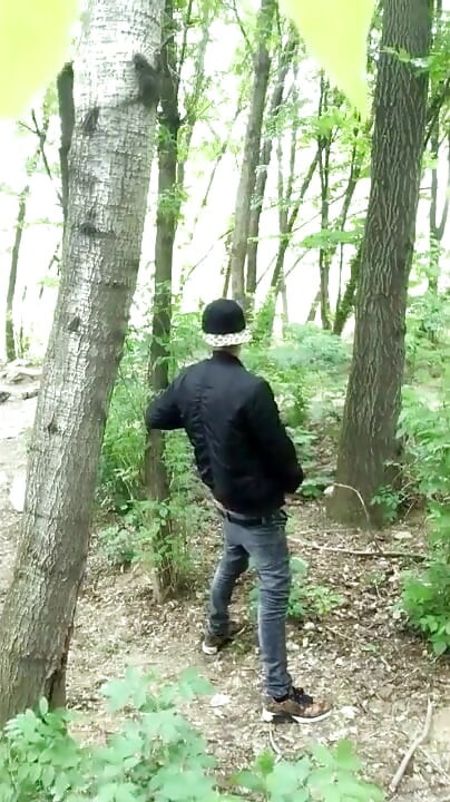 Bad Boy Jerks While Smoking Cigarette in a Forest - Almost Caught - so His Balls Stay Full