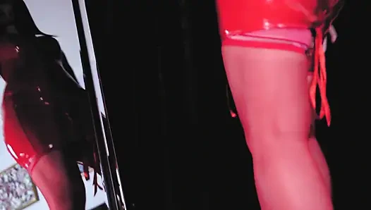 Mistress Eva Latex red vinyl goddess femdom solo bdsm shiny fetish Milf dominatrix