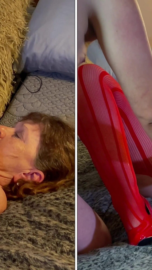 Granny in Red: Dildo Fucking Slut