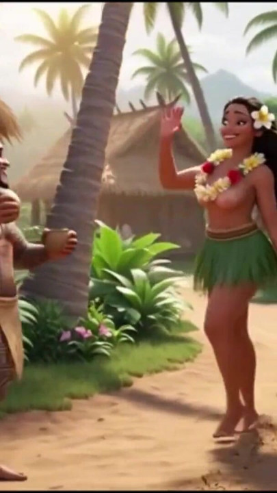 สาวงามเอ็กโซติก hula ทั้งสี่, ชายเผ่าดูเส้นโค้งของเธอ (AI สร้างขึ้น) | คลิป 1