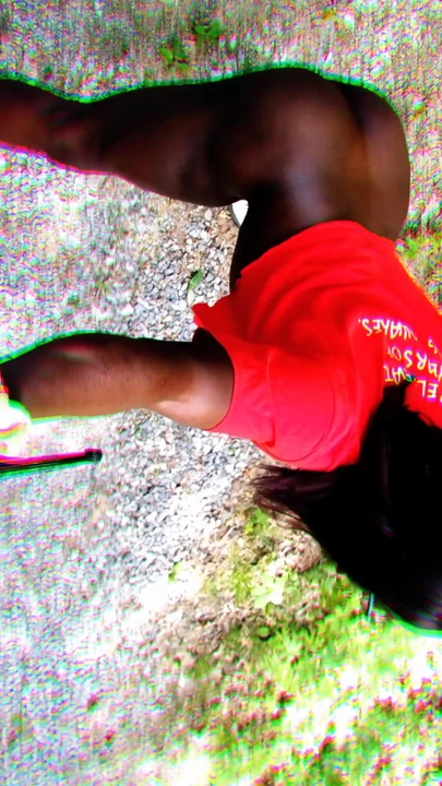 Memorable moment from "Ebony trans letting it hang and swang on a sunny Day."