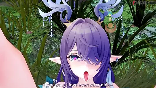 Lauma hot ahegao sex in the forest - Genshin Impact