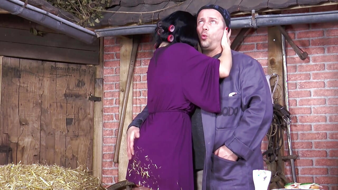 Hot anal sex with sexy brunette at the barn
