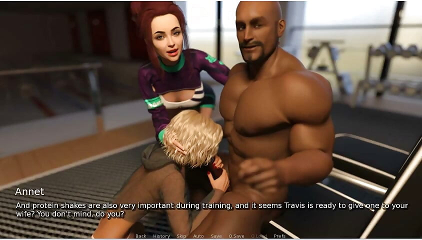 My Hotwife - Gameplay - Roleplay - Wife Sucks Gym Trainer Big Black Cock Infront of Whole Gym