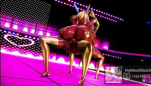 FGO с кульминацией Bunny Artoria и Mash делают эротический трясущиеся хип-дуэт, танец 3D хентай MMD Ahegao, глотание спермы, анальный секс-трах