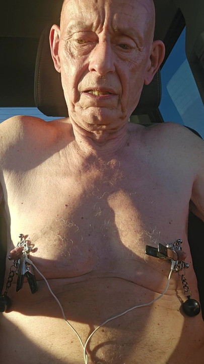 Captivating moment from "nipple torture with spiked clamps and tens unit"
