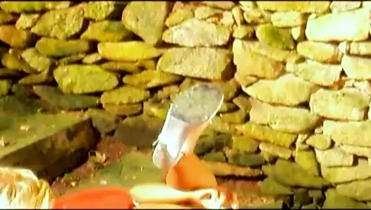 Lezbiyen bir sürtük için götte büyük bir dildo
