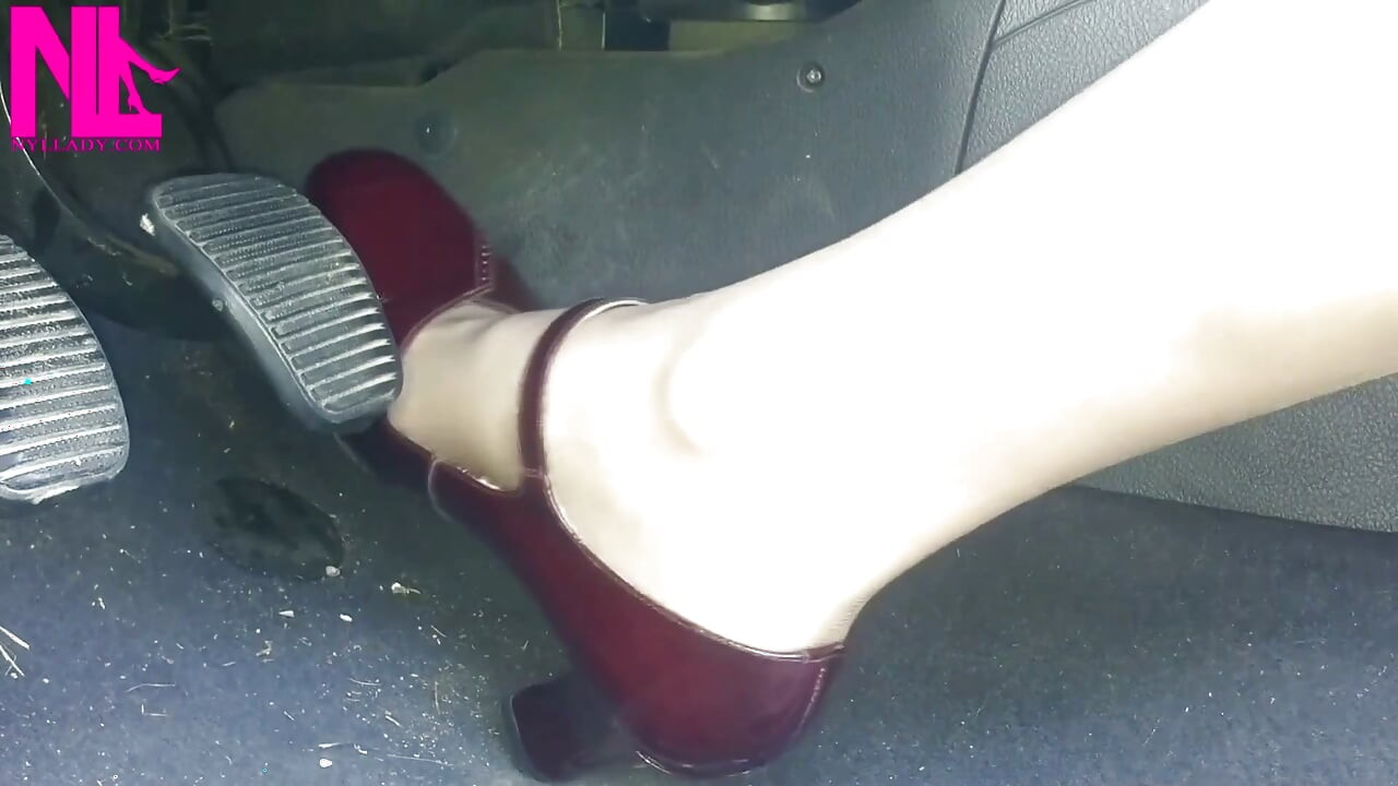 Cute Revving in Vintage Bordeaux Buckled Pumps