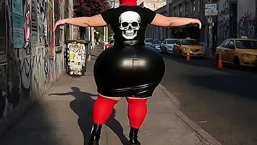 Siyah gotik kıyafetli büyük götlü gotik latin