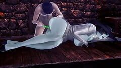 Alcina Dimitrescu își ia un vibrator anal cu mărgele în cur - parodie porno din satul Resident Evil