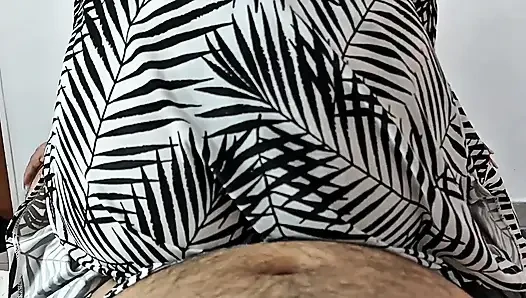 My stepsister catches me masturbating in her bed.