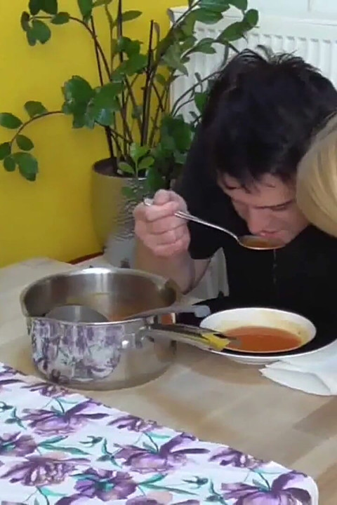 Feeding soup mixed with piss and saliva