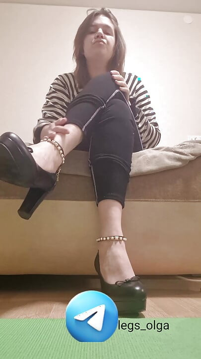 The girl makes you lick your feet and shoes. Sweet femdom