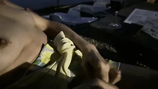 Sexy braless wife reaches an orgasm in public when I rub her clit in a night bar