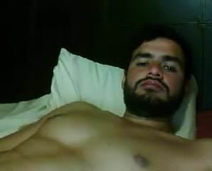 Handsome bearded dude wanking