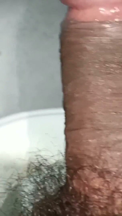 King Kumar hairy black cock masturbating & cum in bathroom | Clip 1