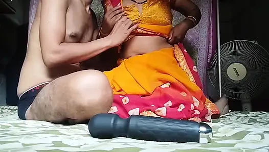 Desi husband fucked wife by putting sex machine in her pussy