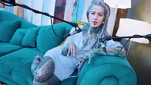 I talk about M - Music - ASMR podcast SFW talking goth skinny girl dreadlocks tattoo model inked girl