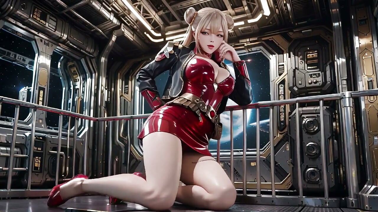 Armadura Roja de la Nave Estelar: ¡La mirada privada de la comandante rubia!