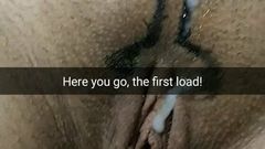 Here you go! First cheating cumload on that wife’s pussy! Snap