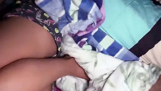 I give my little cock to my stepsister to suck and she pumps my milk twice